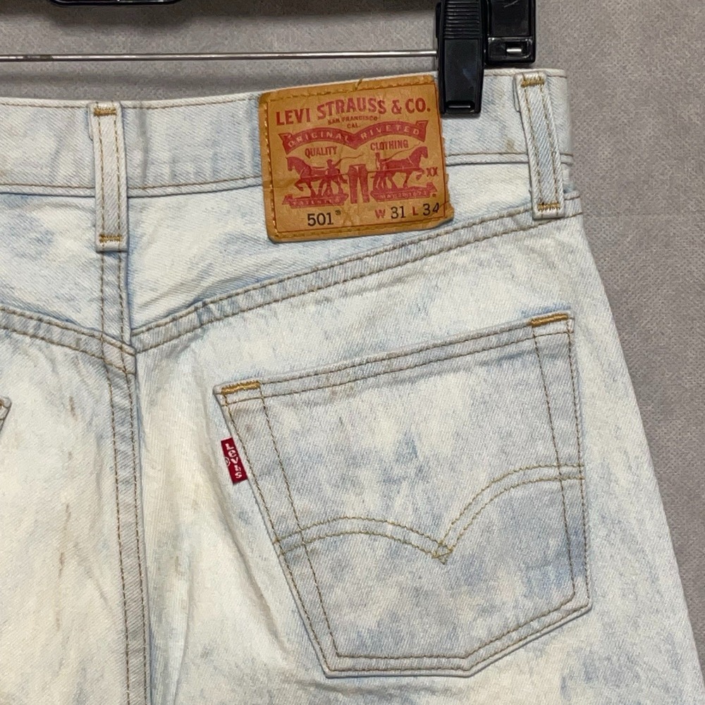 Levi's 501 Jeans Men 30X32 Blue Denim Straight Button Fly Tie Dye Acid Wash Y2K
